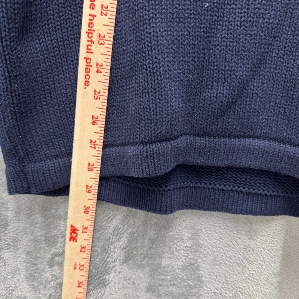 Gap Mens Navy Blue Cream Stripe Mock Neck Cotton Knit Sweater Large RN 54023